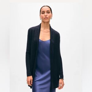 White‎ + Warren Black Cashmere Trapeze Open Front Sweater Sz. XL